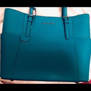Michael Kors Teal Leather Split Compartment Purse